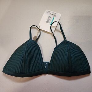 Zimmermann Bikini Top Womens XS Emerald Green Bellitude Bullet Quilted Triangle